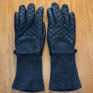 Club Monaco Leather Quilted Black Women's Gloves